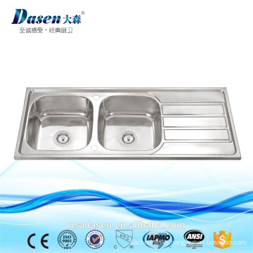 Stainless Steel Laundry Double Bowl With Drainboard Washing Kitchen Basin FOR TEKA OEM Sink In Thailand